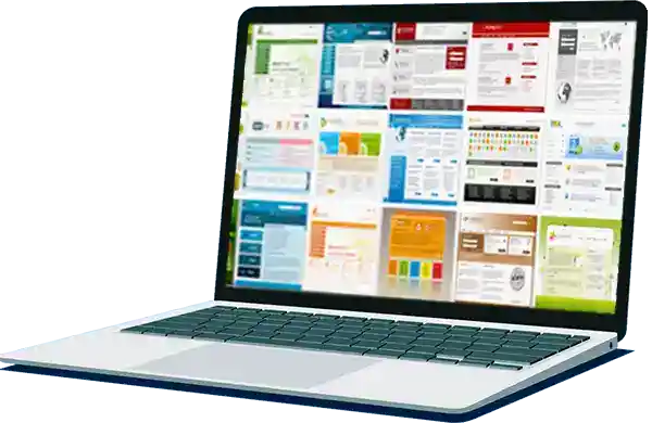 Laptop mit Webseitenübersicht